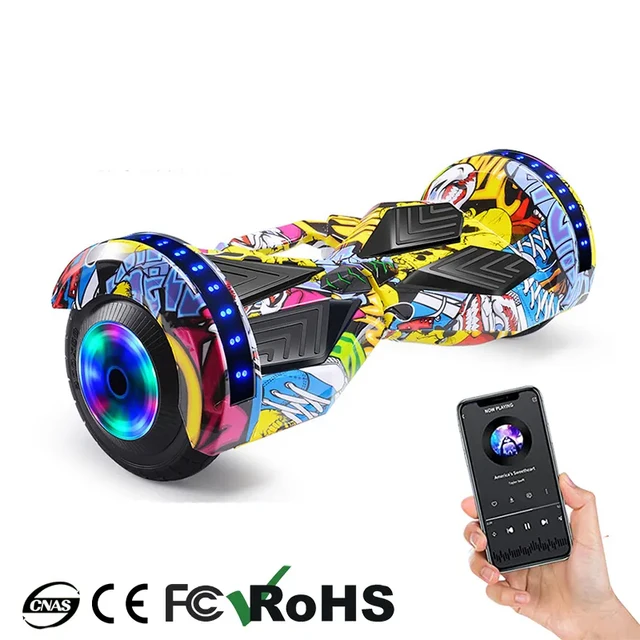SELF BALANCING ELECTRIC HOVERBOARD WITH BLUETOOTH AND LED LIGHTS STURDY AND DURABLE HOVERBOARD