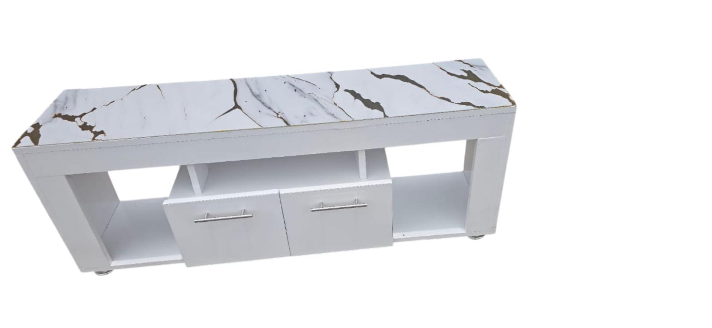 TV STAND MARBLE TOP WITH 2 DRAWERS