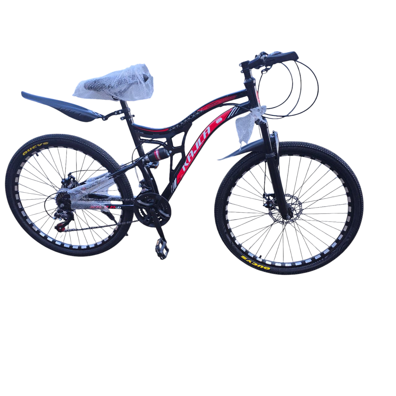 SIZ6 26 MOUNTAIN BIKE WITH BOTH FRONT AND REAR SUSPENSION. THIS MOUNTAIN BIKE IS EQUIPPED WITH DOUBLE RIMS MAKING IT TO MANOUVRE TO ANY ROUGH ROAD. IT IS A 21 GEAR SPEED MAKING IT THE RIGHT CHOICE.