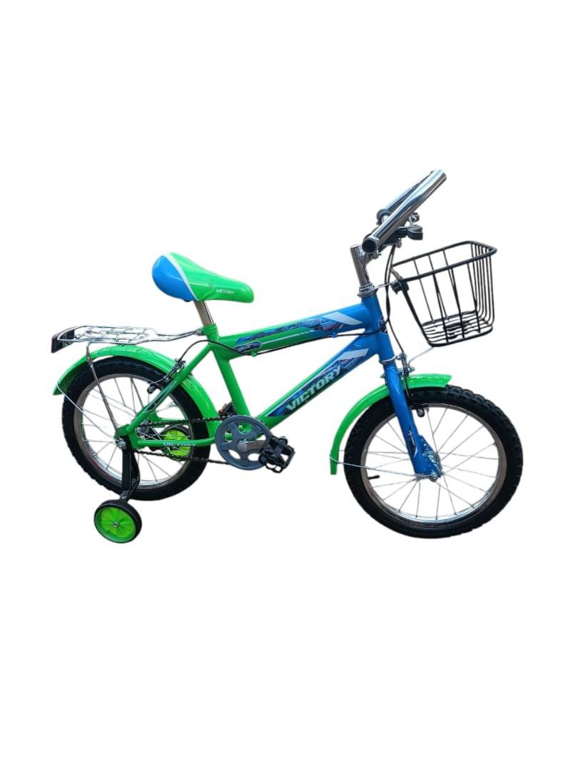 VICTORY 16 KIDS ADJUSTABLE BIKE CHILDREN BICYCLES WITH A TRAINEE WHEELS AND A FRONT BASKET age 4 to 8 years