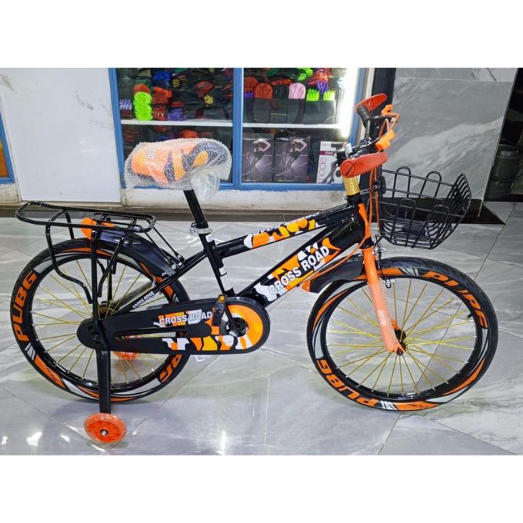 SIZE 20 KIDS ADJUSTABLE BIKE WITH 2 TRAINING WHEELS CHILDREN BICYCLES WITH A HEAVY DUTY CARRIER AND A FRONT METALLIC BASKET suitable for age 6 to 12 years