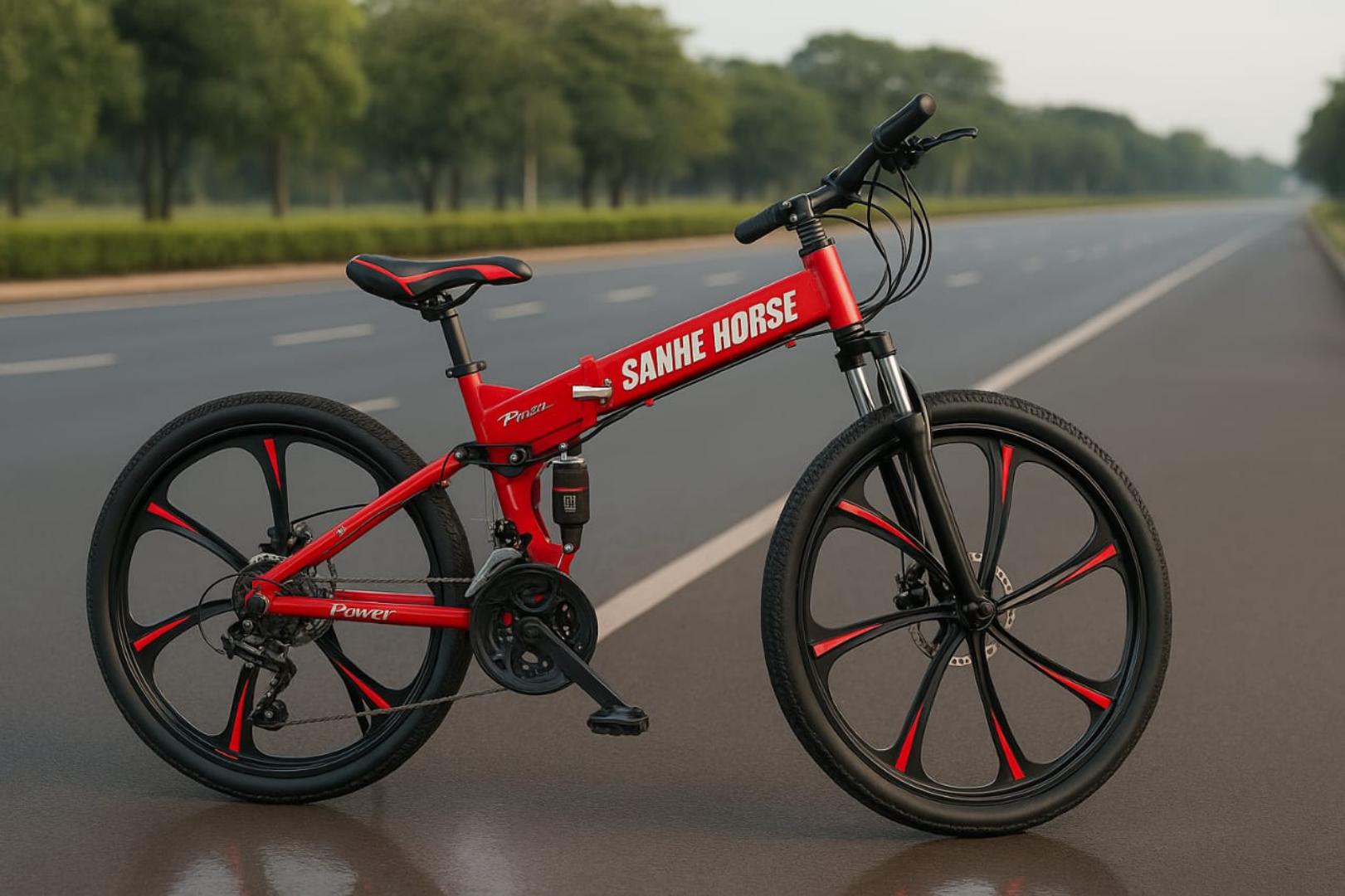 26-Inch Foldable 21-Speed Mountain Bike with Dual Suspension & Disc Brakes – All-Terrain Bicycle for Teens & Adults