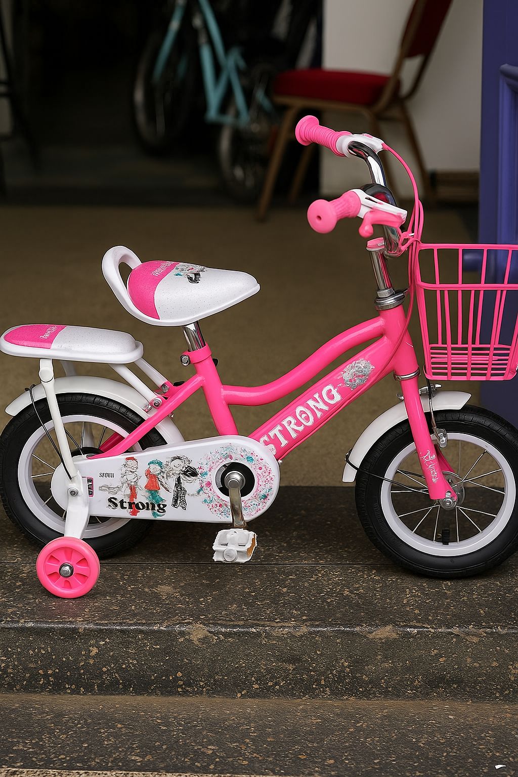 ✨ SparkRide Princess 12 Inch Kids Bicycle – Pink Girls Bike With Training Wheels, Stylish Basket & Safety Brakes – Perfect Beginner Ride For Ages 2–4 Years. Comes in hot and baby pink.