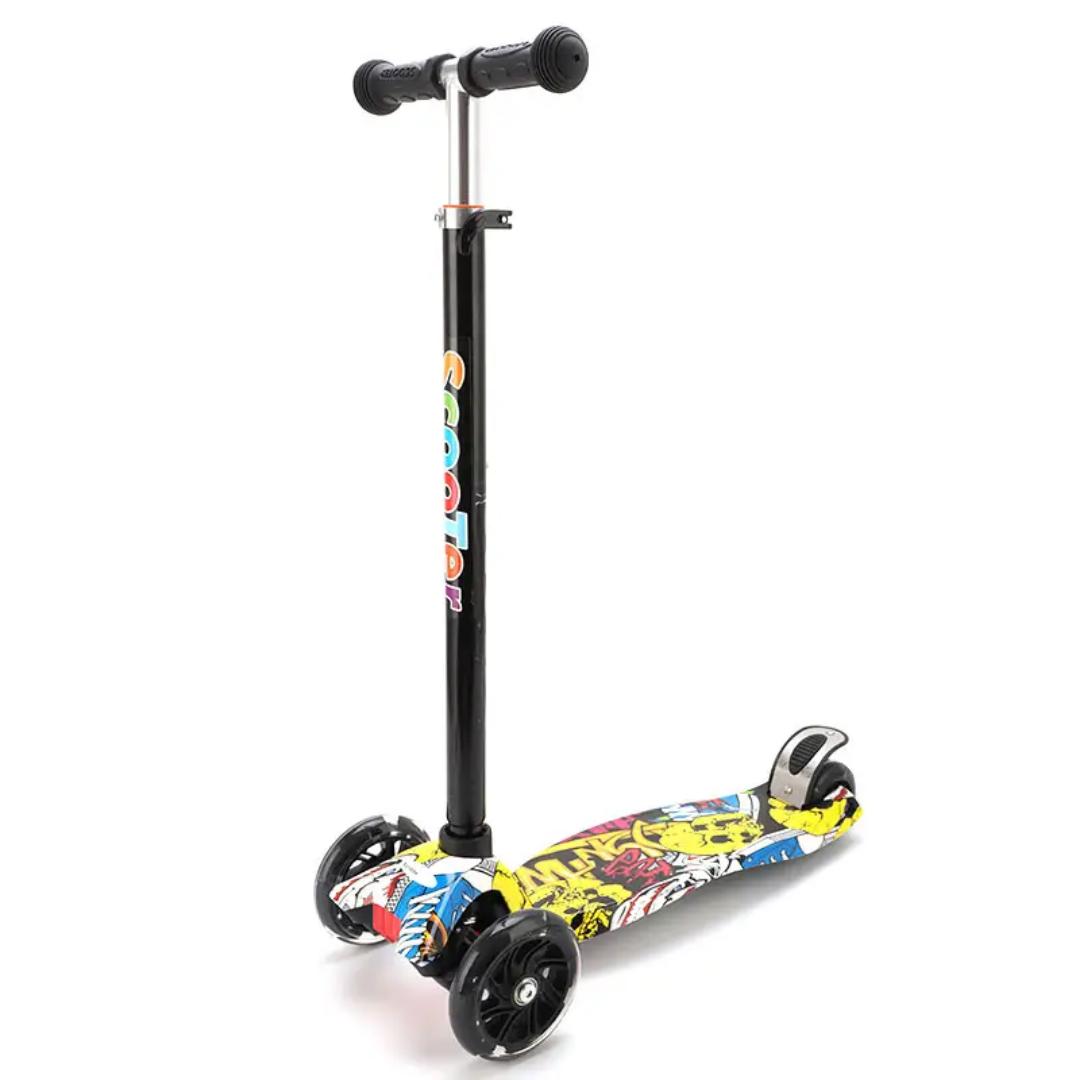 Kids Three-Wheel Scooter with Easy Brake, Stable Design for Beginners, Lean-to-Steer Balance Training
