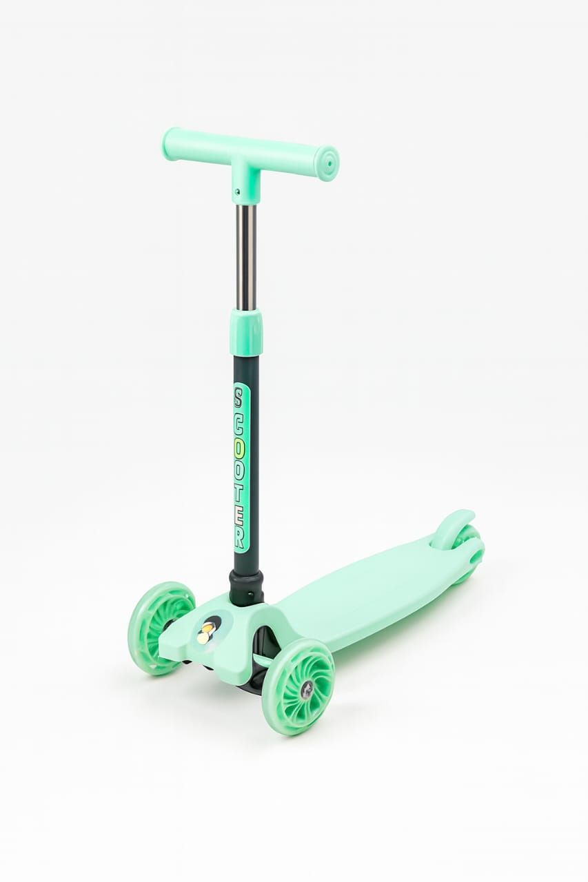 Kids Durable LED Light Scooter with Rubber Tyres, Adjustable Height, Smooth Ride for Ages 3 to 12