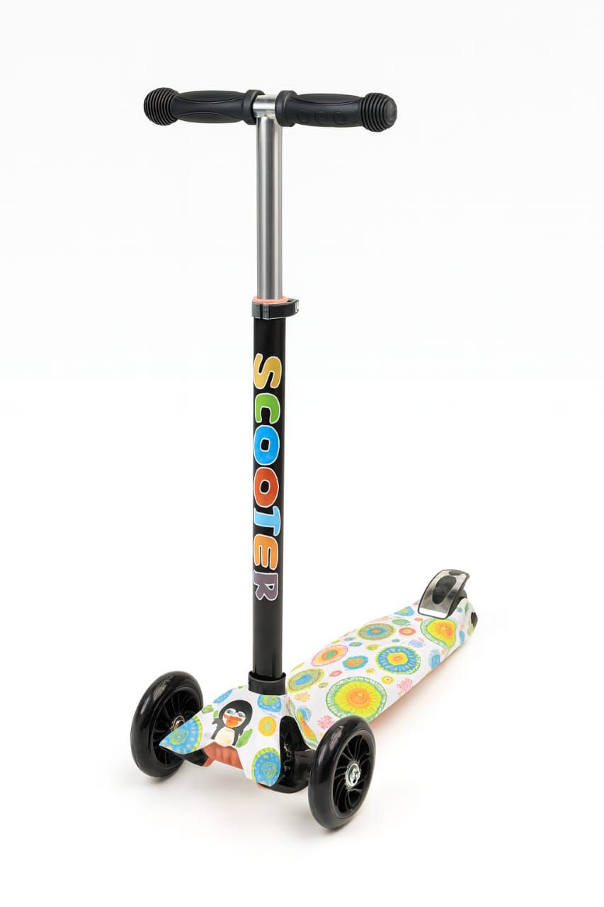 Kids Three-Wheel Scooter with Easy Brake, Stable Design for Beginners, Lean-to-Steer Balance Training