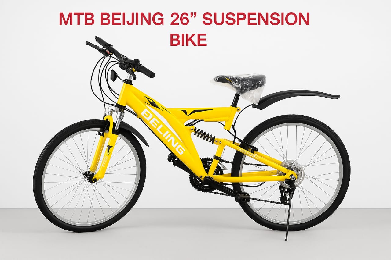 Beijing MTB 26 Inch Suspension Bike, Strong Steel Frame, Dual Shock Absorbers, Smooth Gears, Durable Mountain Bicycle for Teens & Adults