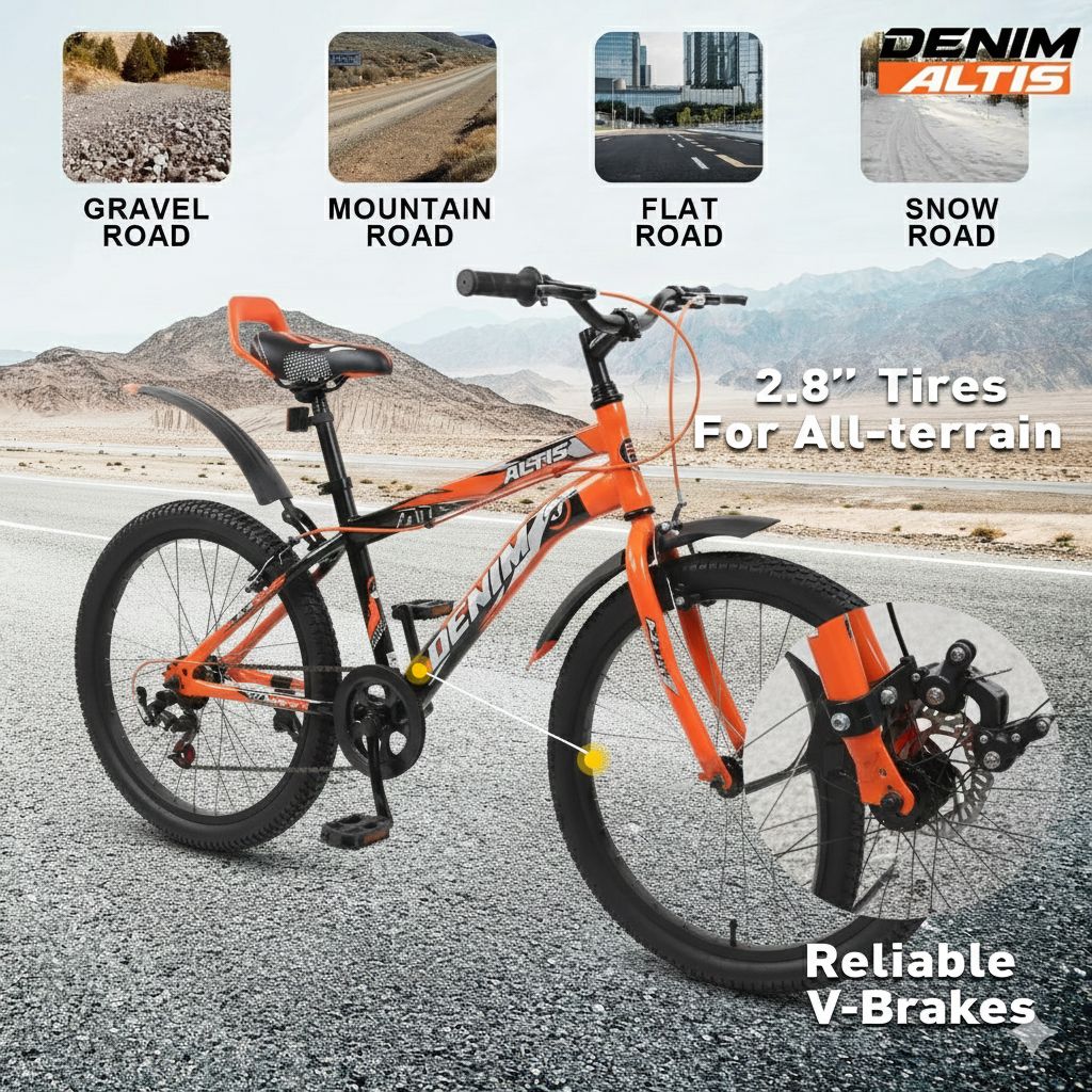 Denim 20-Inch Kids Road Bike (Ages 6-10) – Durable High-Carbon Steel Frame, Dual Brakes, Comfortable Saddle