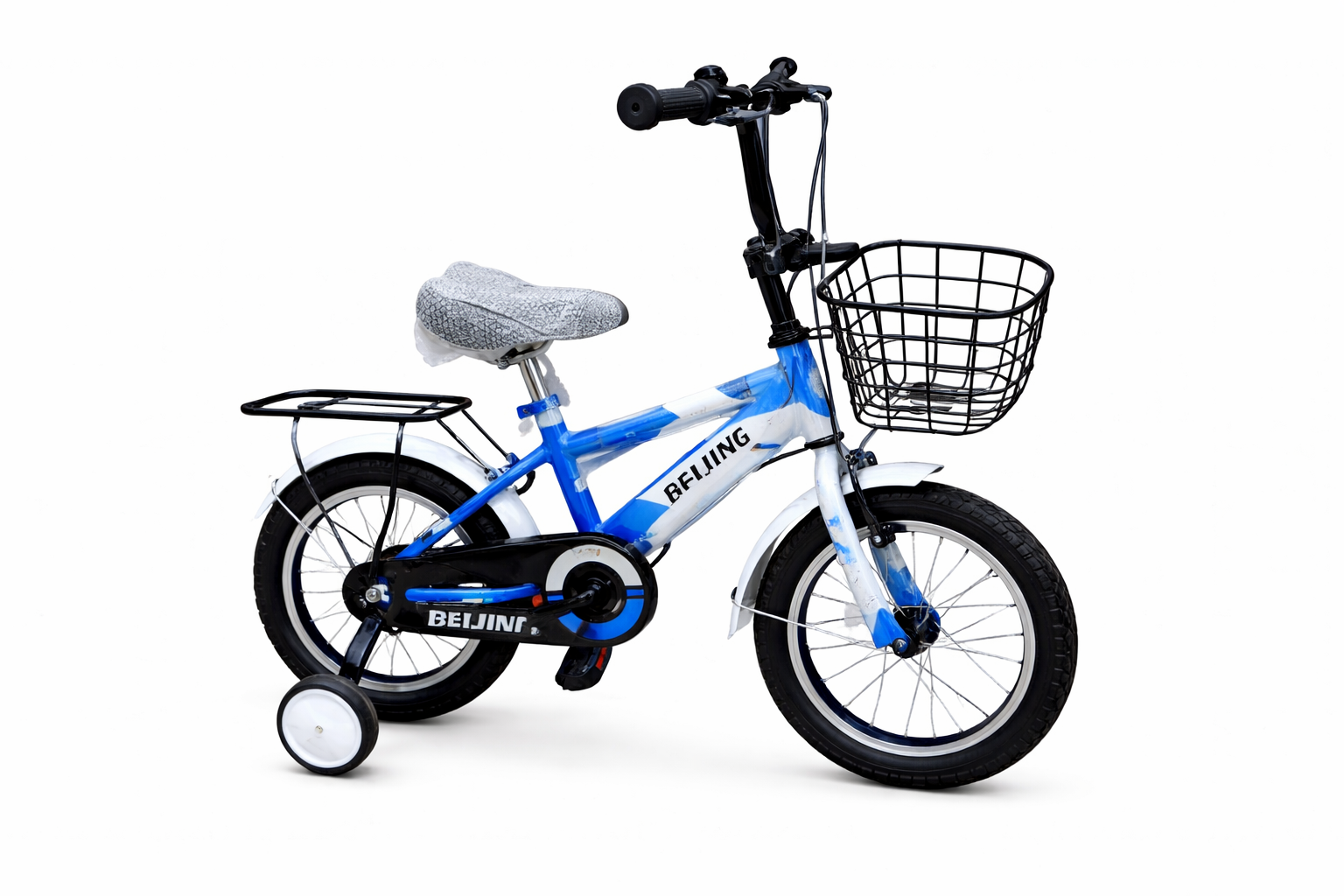 BEIJING Size 12 Kids Bike With Basket & Training Wheels – Durable Steel Frame – Perfect First Bicycle – Ages 2–4 Years
