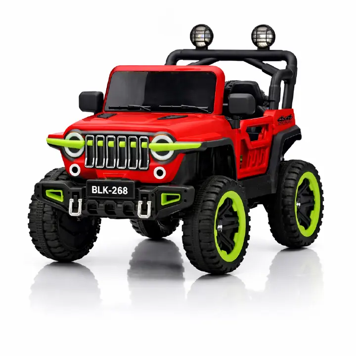 Kids Electric Ride-On Car 4x4 Jeep Style with LED Lights, Remote Control, Rechargeable Battery, Off-Road Wheels, Music Player, Safe & Durable Toy Car for Boys and Girls Ages 2-10Years