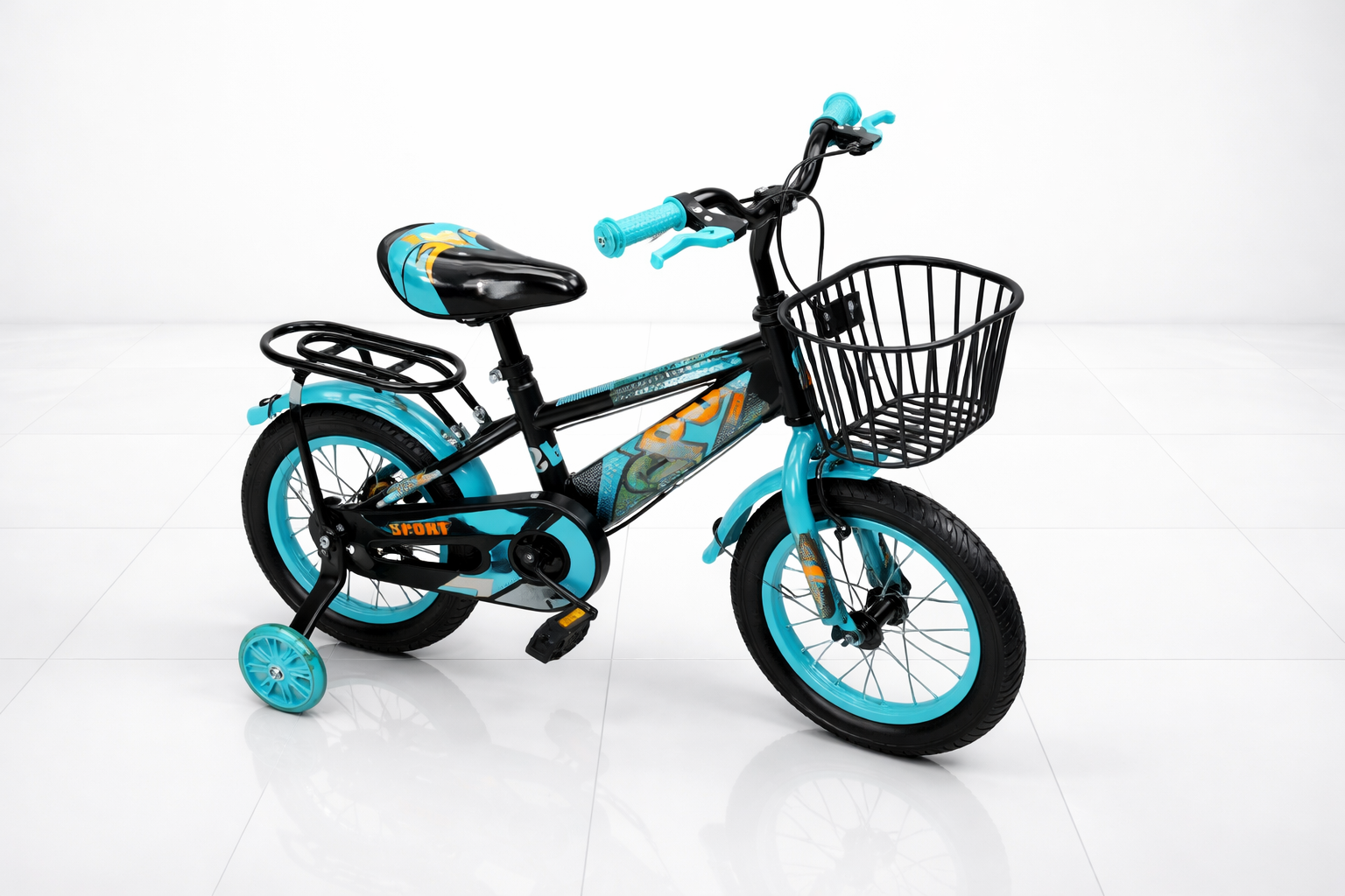 SPORT Kids Bicycle Size 12 With Training Wheels & Basket – Heavy-Duty Steel Frame | Ultra-Stable & Safe | Perfect for Ages 2–4