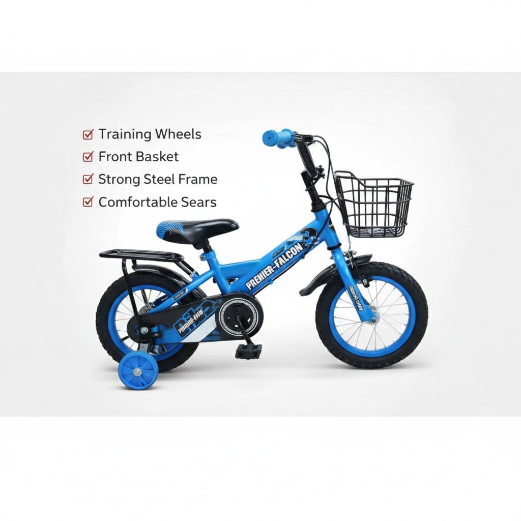 Premier Falcon 12-Inch Kids' Bicycle with Training Wheels & Basket