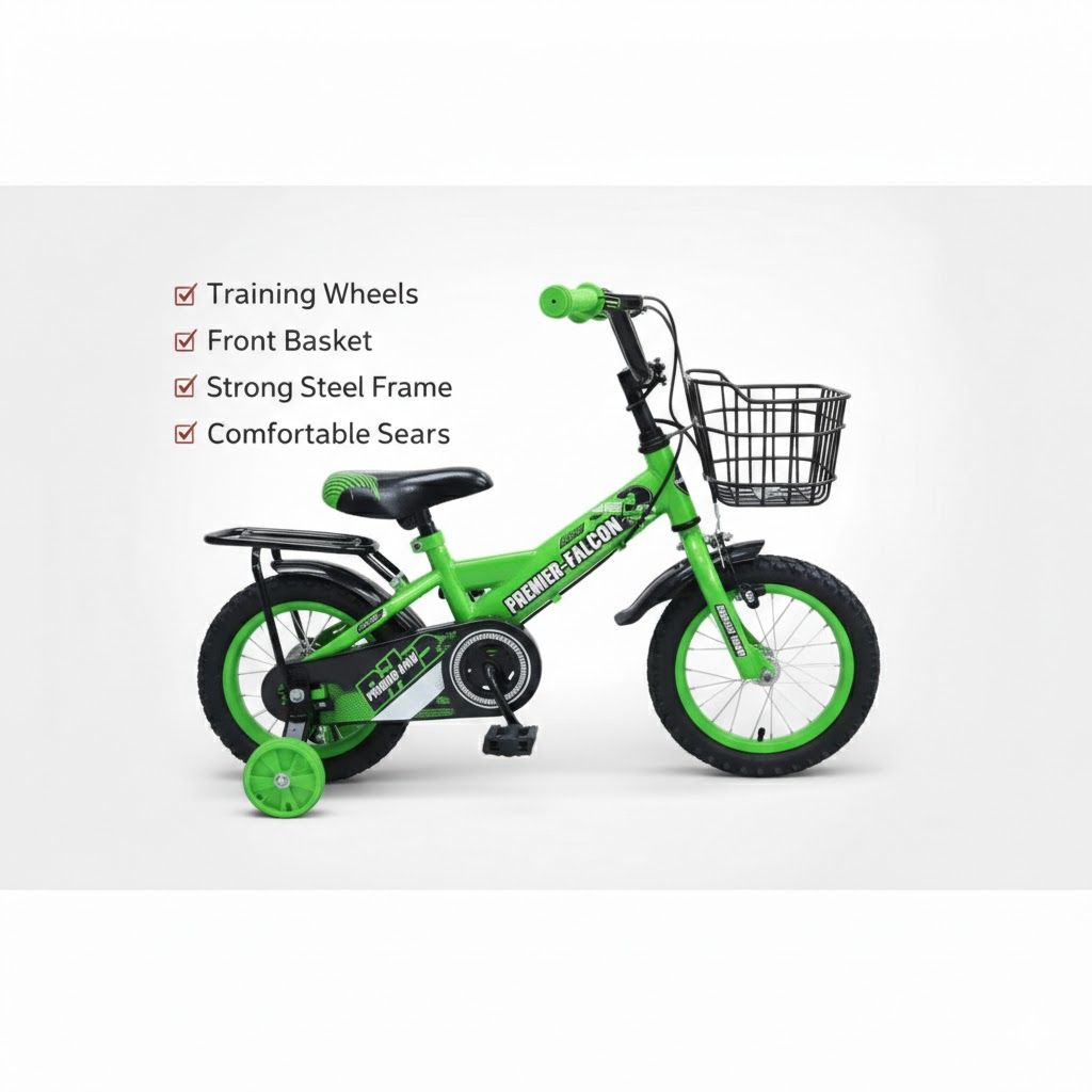 Premier Falcon 12-Inch Kids' Bicycle with Training Wheels & Basket