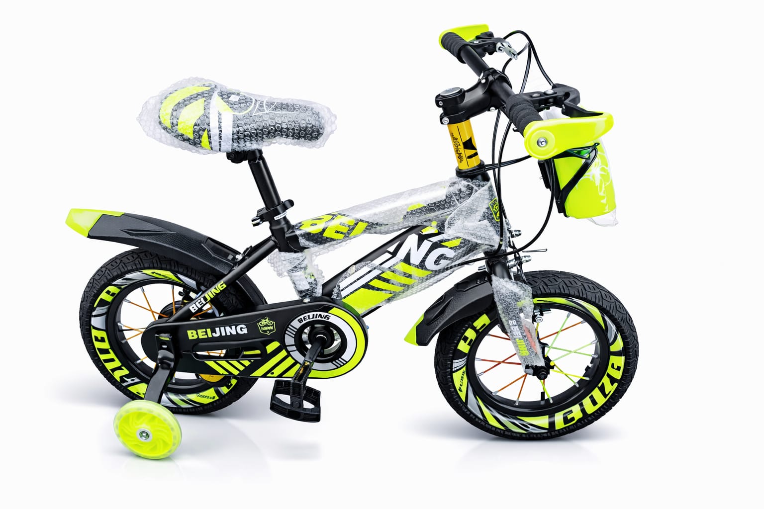 12" Kids' Fat Tire Mountain Bike – Strong Steel Frame with Mechanical Disc Brakes, Mudguards & Free Water Bottle