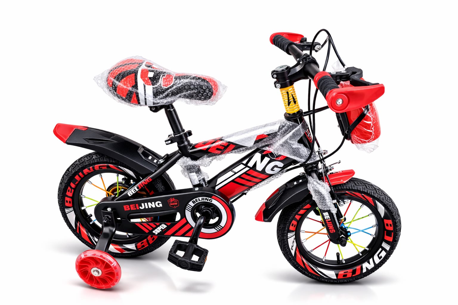 12" Kids' Fat Tire Mountain Bike – Strong Steel Frame with Mechanical Disc Brakes, Mudguards & Free Water Bottle