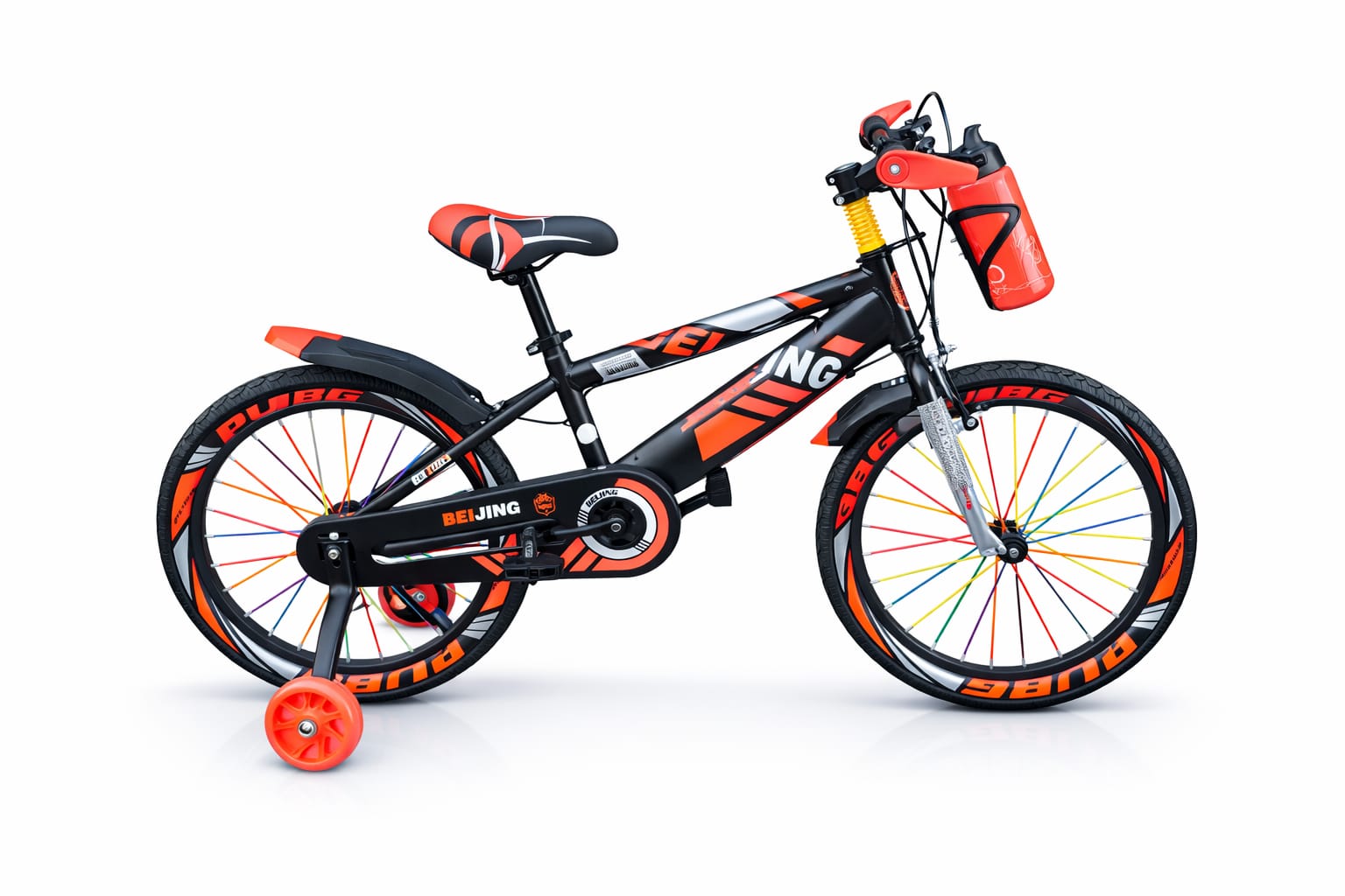 16" Kids' Fat Tire Mountain Bike – High-Strength Frame with Mechanical Disc Brakes, Mudguards & Free Water Bottle