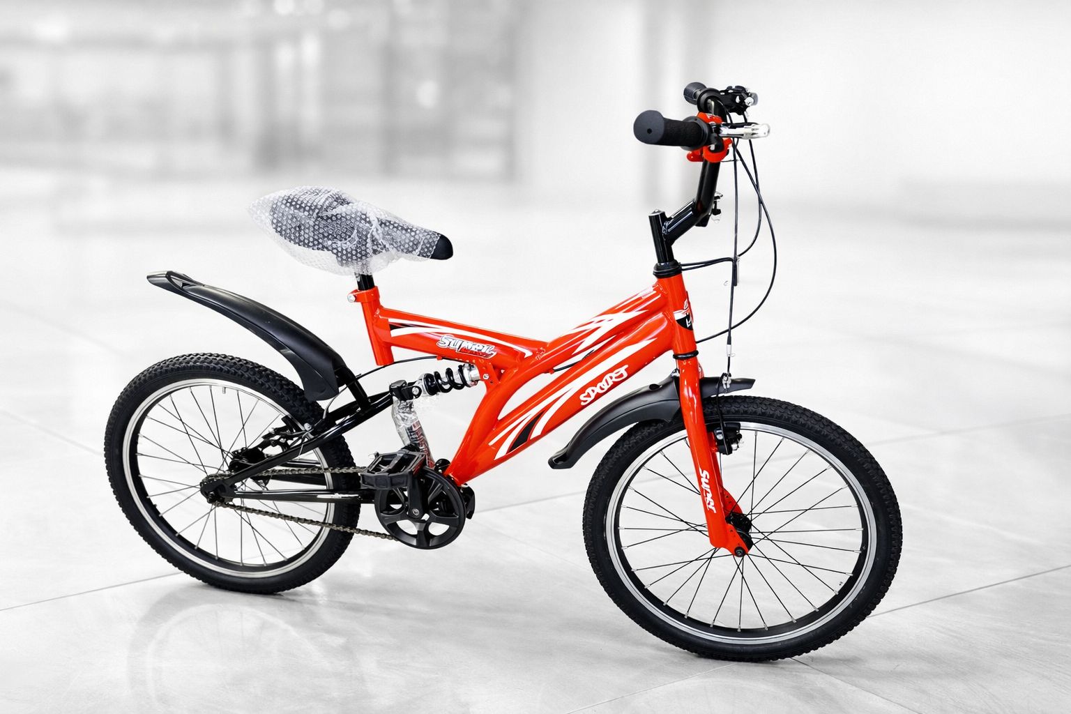 Durable Size 20 Sport Bike With Rear Suspension, Strong Steel Frame, And Wide Tires – Perfect For Kids Aged 6–11 Years. Safe, Stylish, And Built For Adventure.