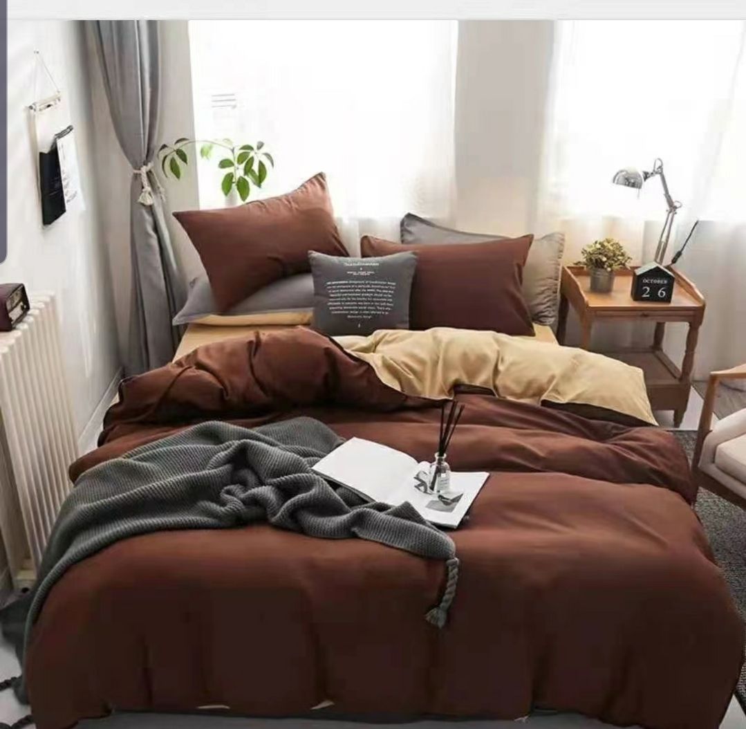 Double Sided Cotton Duvet Cover Set 1Pc Duvet Cover 1Pc Bedsheet 4Pcs Pillowcases 6*7ft