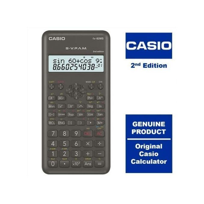 Casio FX82MS 2nd Edition Scientific Calculator Non-programmable Best for KCSE Black
