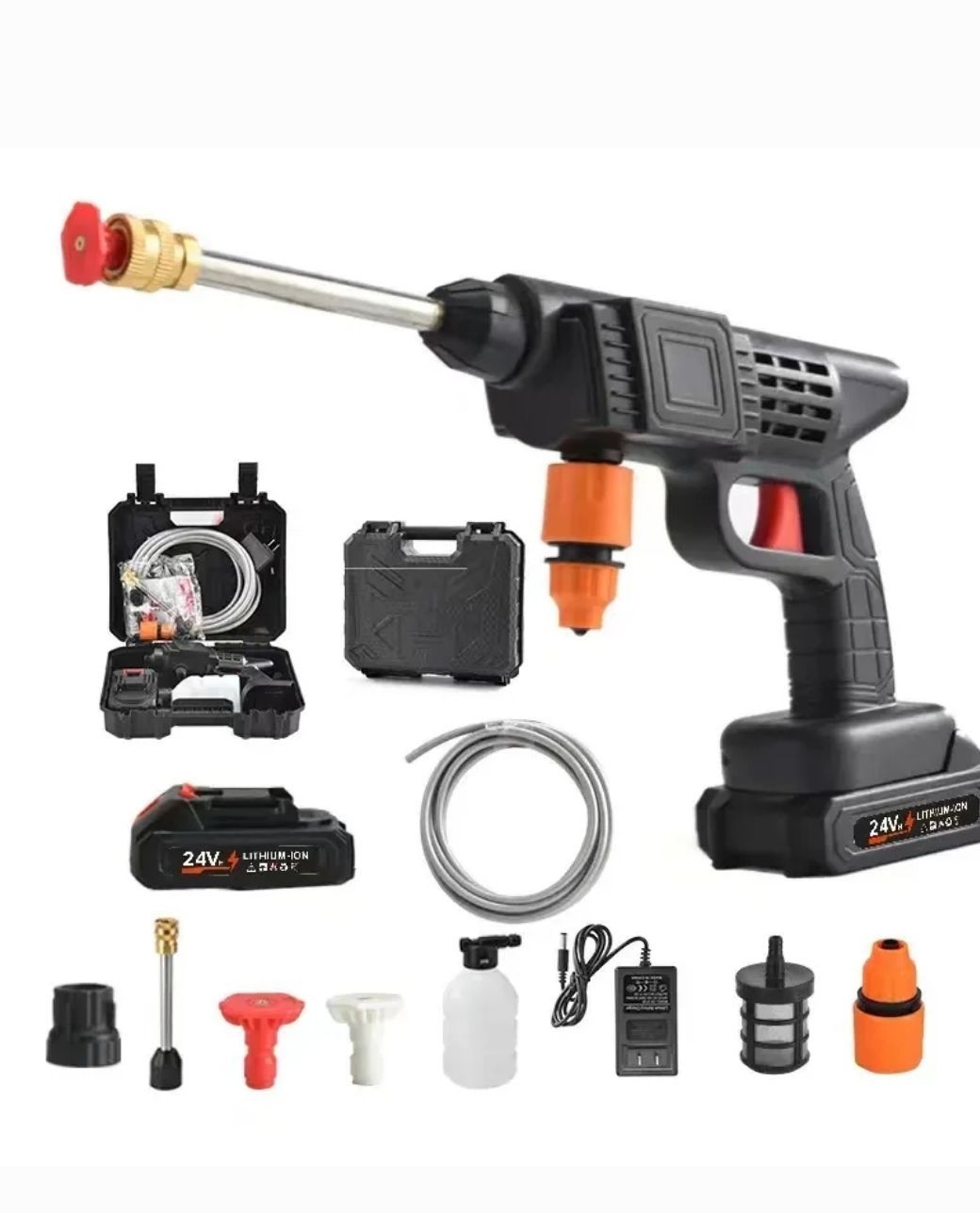 High pressure Wireless Car Wash Spray Gun Machine with 2pieces Portable Lithium Battery
