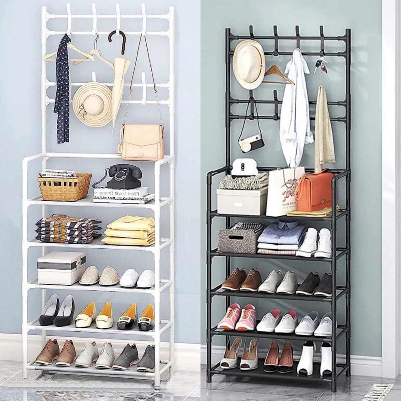 SHOE RACK. 5 layer hat and shoe rack, Extra storage space, Durable, Perfect for you, easy to fix. It's perfect for all your shoe storage needs, highly portable and convenient.