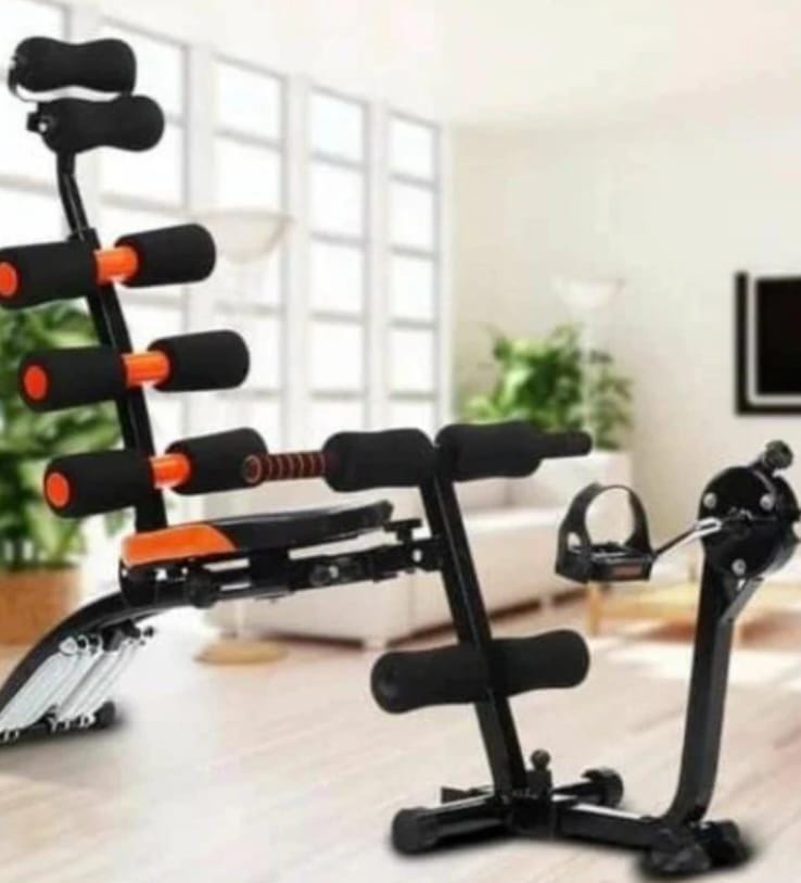 ABDOMINAL TRAINER. Seven/Six pack with pedals, Perform push-ups, sit-ups, triceps and bicep workout and more within one station, Multi Resistance Level Exercise Bike