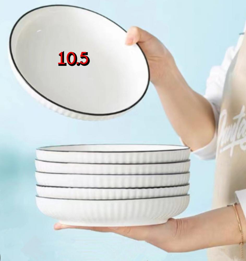PLATES. Concise 6Pcs 10.5" Dinner Plates Ceramic white deep dinner plates,cost effective,durable and crafted to perfection will serve you well enough.Transform your home into a beautiful surrounding.