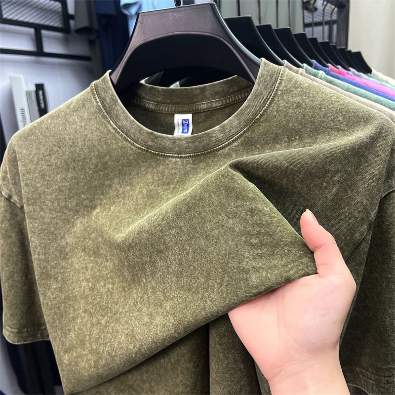 Pure cotton short-sleeved men's T-shirt summer hot round neck youth T-shirt short-sleeved men's clothing washed cotton T-shirt men