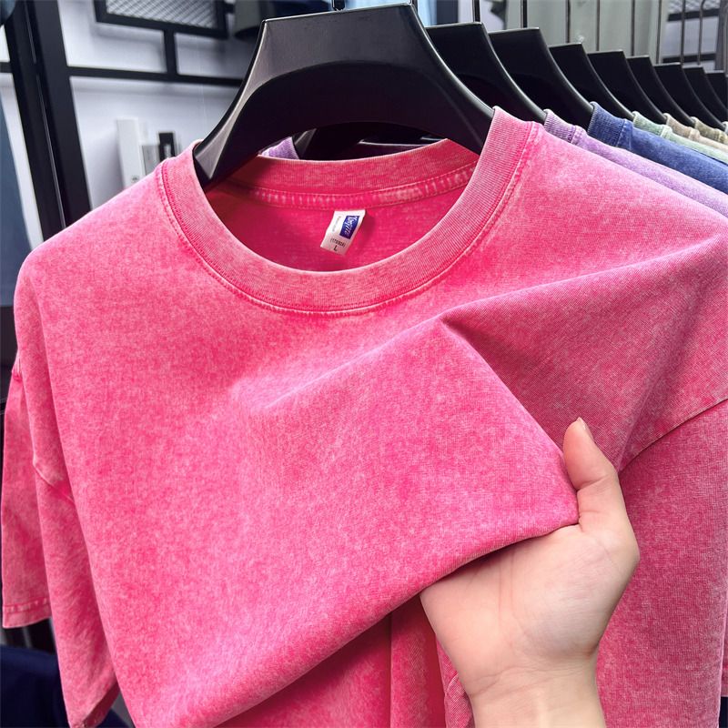 Pure cotton short-sleeved men's T-shirt summer hot round neck youth T-shirt short-sleeved men's clothing washed cotton T-shirt men