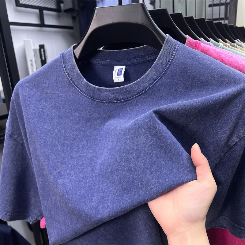 Pure cotton short-sleeved men's T-shirt summer hot round neck youth T-shirt short-sleeved men's clothing washed cotton T-shirt men