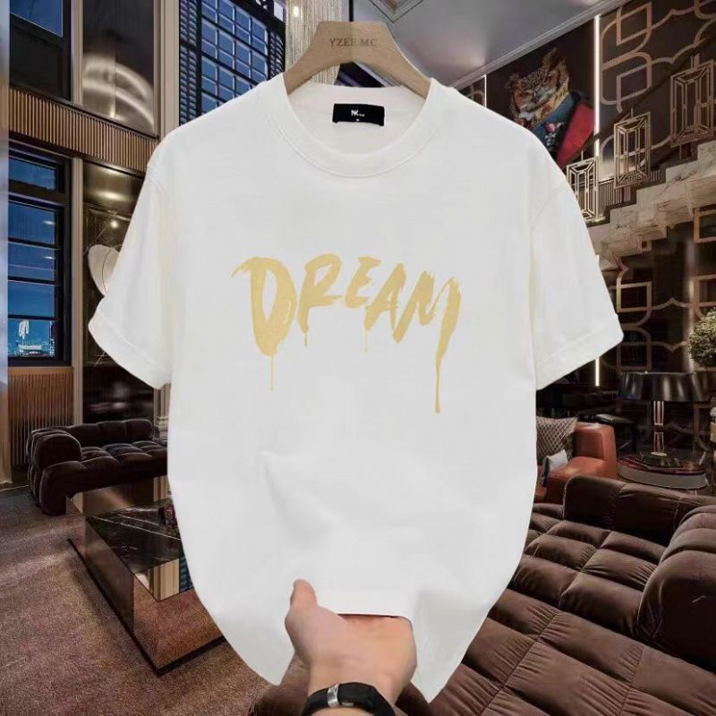 Heavy short-sleeved T-shirt men's fashion brand 2025 new summer loose black men's trendy youth T-shirt
