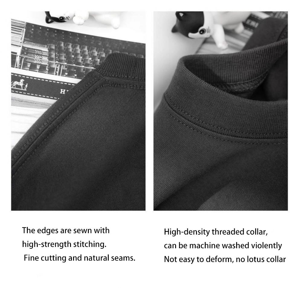 Heavy short-sleeved T-shirt men's fashion brand 2025 new summer loose black men's trendy youth T-shirt