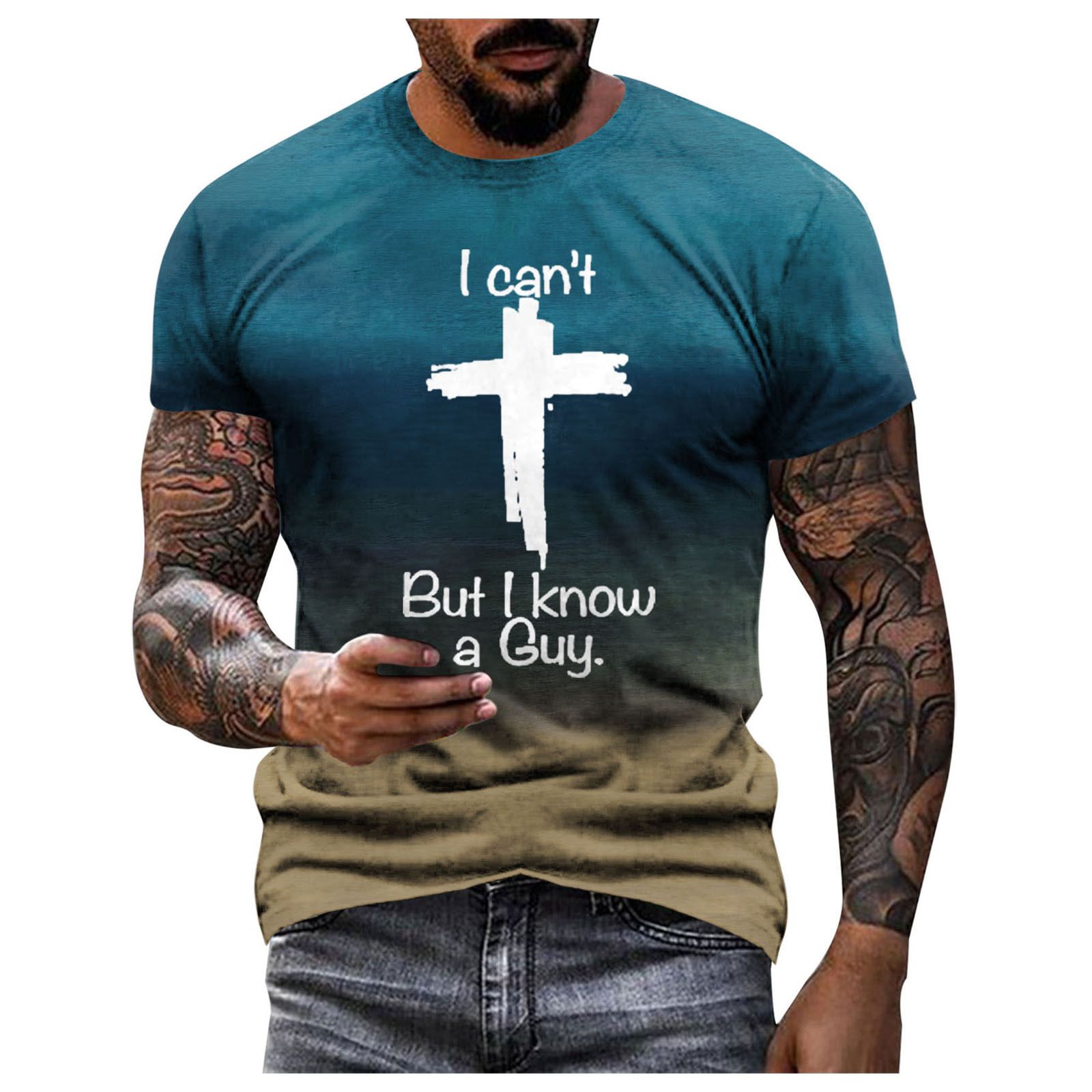 Hot summer new men's T-shirt 3D letter printing men's short sleeve