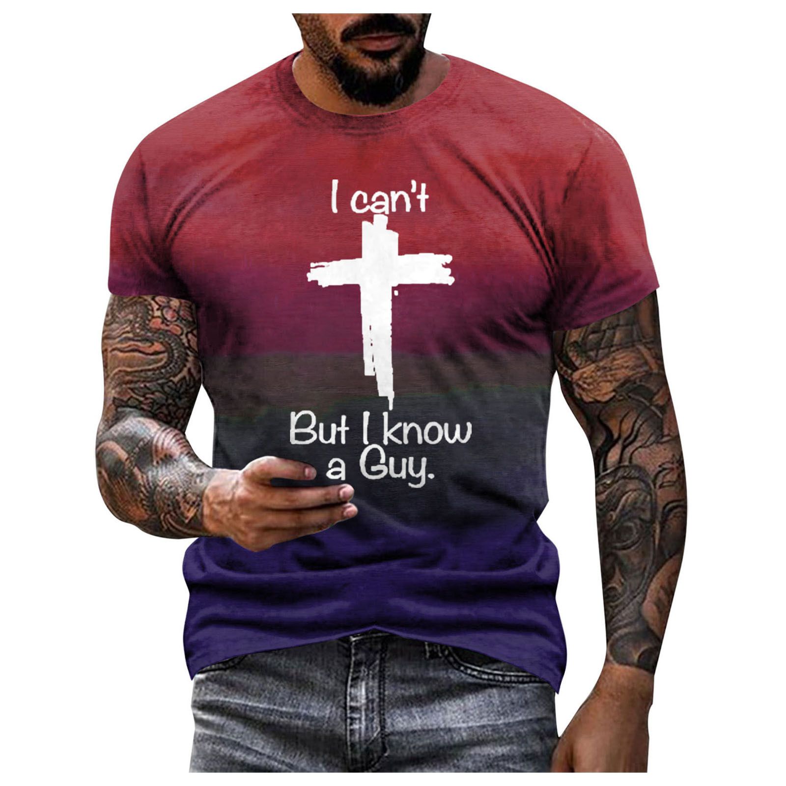 Hot summer new men's T-shirt 3D letter printing men's short sleeve