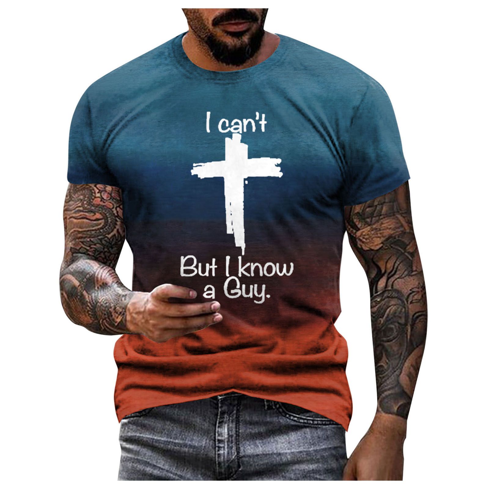 Hot summer new men's T-shirt 3D letter printing men's short sleeve