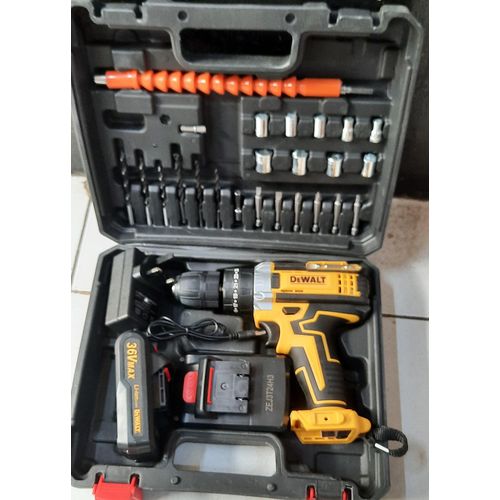Dewalt 36V Cordless drill set with accessories. 2 rechargeable batteries & bits