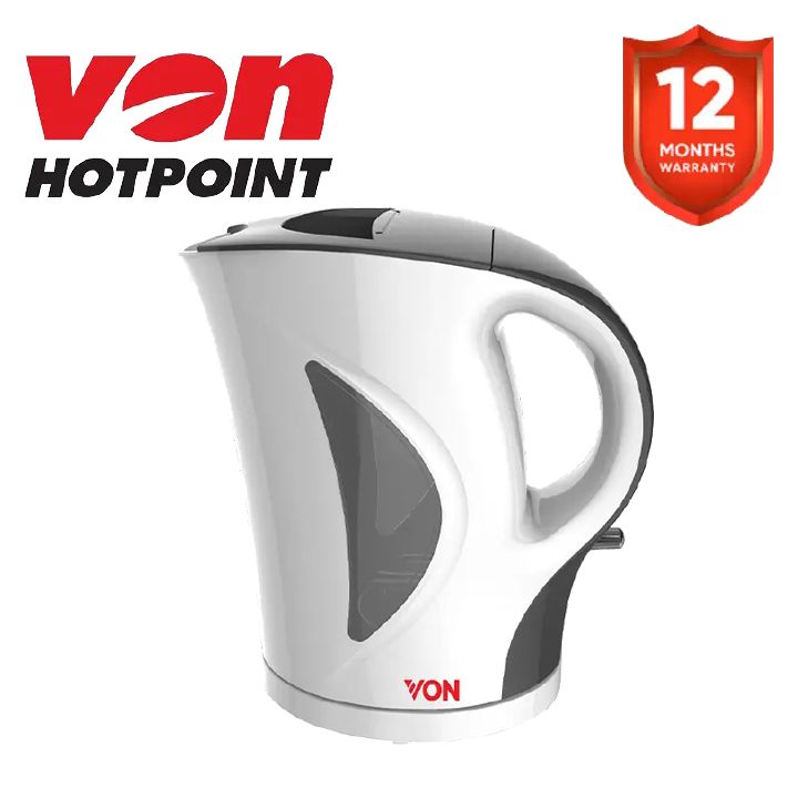 Von VSKL17BNK 1.7L Upright Cordless Kettle Dry Boil Protection & auto Shut off Stainless Steel Heating Element, 2200 W Fast-Boil, Home Office Tea & Coffee
