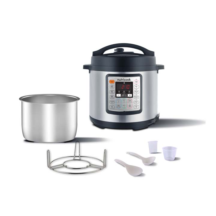 Hotpoint Von NC-SPEK6 Nutricook Eko Smart Pot Pressure Cooker (Kitchen Appliance) - Stainless Steel Inner Pot, 9 Appliances, 11 Safety Mechanisms, Cooks Up to 70% Faster