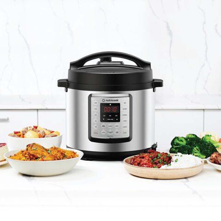 Hotpoint Von NC-SPEK6 Nutricook Eko Smart Pot Pressure Cooker (Kitchen Appliance) - Stainless Steel Inner Pot, 9 Appliances, 11 Safety Mechanisms, Cooks Up to 70% Faster
