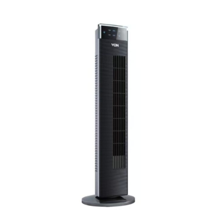 Von 36" Tower Fan VSNC66T2K with 65W Copper Motor, 8-Hour Timer, 80° Oscillation, LED Display, Anion Purification & Remote Control for Home Use