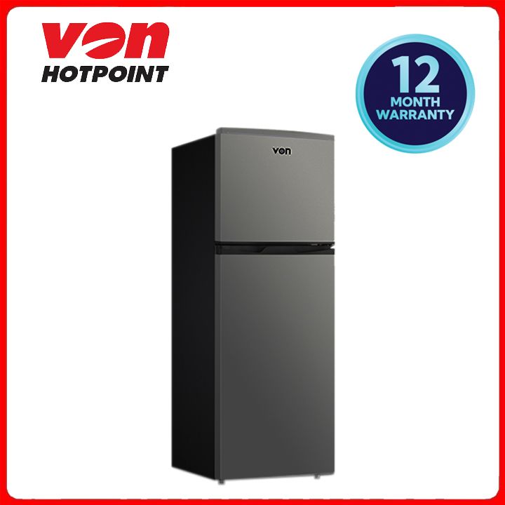 Von VRT-138DRHX Double Door Fridge 138L - Inox 3-year compressor warranty Ice and egg tray provided Thick thermal insulation Lock with key provided Lock with key provided