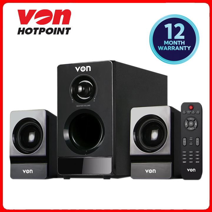 Von 2.1CH Subwoofer (VSW0202BEK) - 20W RMS power, with Bluetooth/FM/USB/SD connectivity, including remote control, suitable for home audio playback