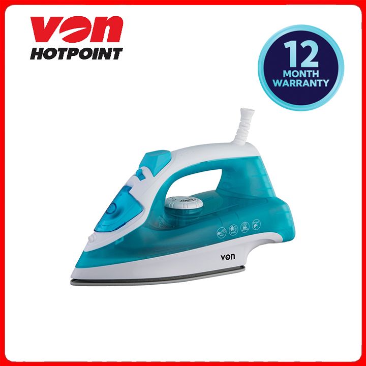 Von 1600W Steam Iron - Ceramic Soleplate, 54g/min Steam, Anti-Calc