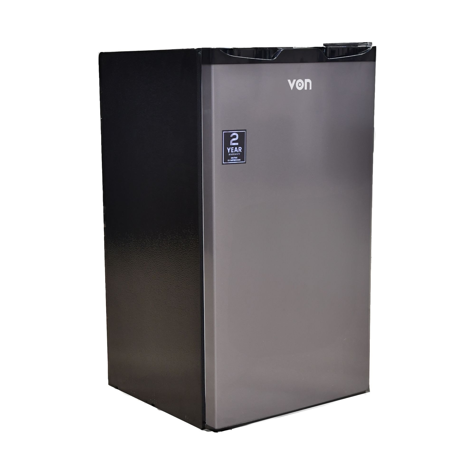 Von Mini Fridge Freezer (VARM-11DHS) - 90L Capacity, Tropicalised Compressor, Single Door with Lock & Key, Recessed Handle, Silver - For Home, Dormitory & Small Office Use