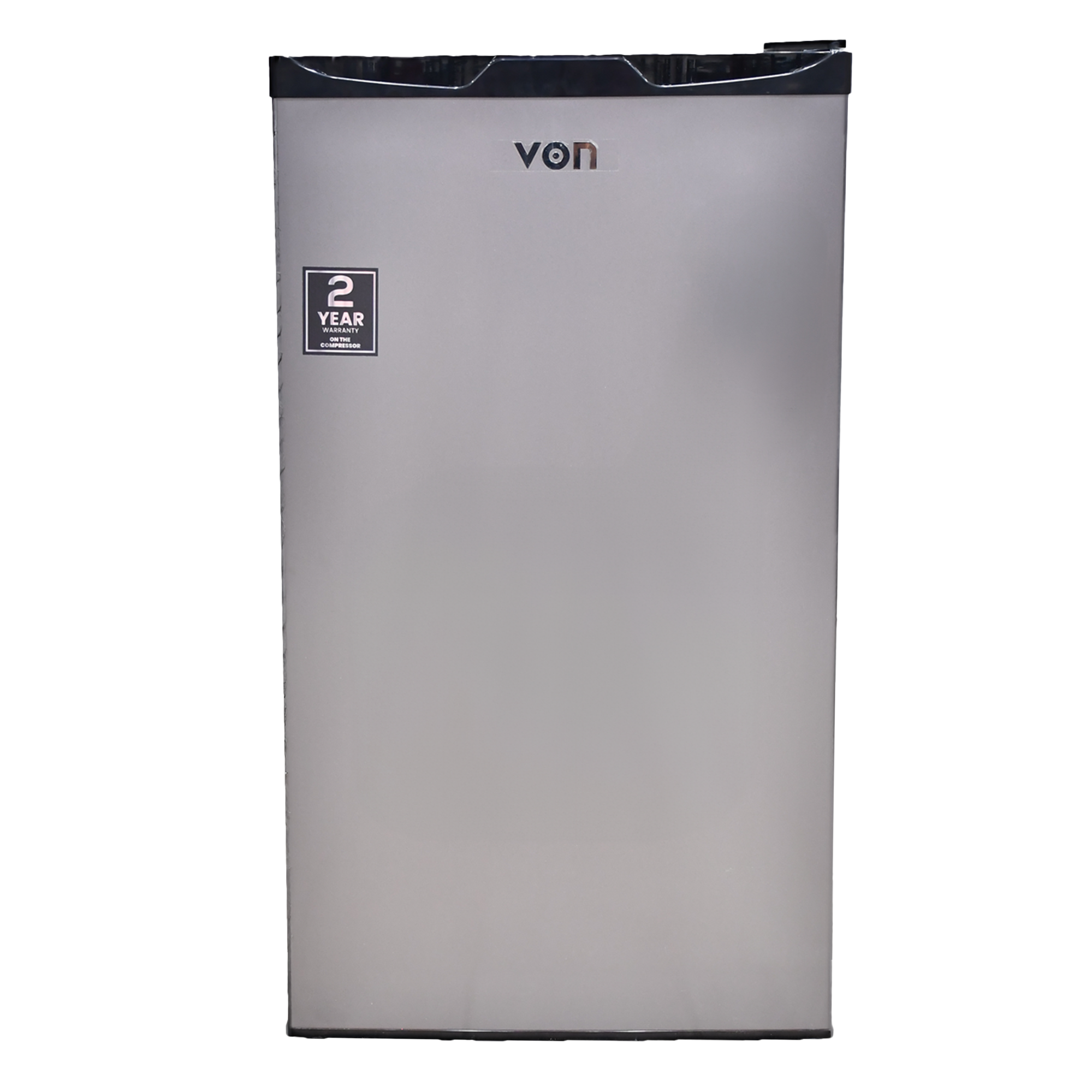 Von Mini Fridge Freezer (VARM-11DHS) - 90L Capacity, Tropicalised Compressor, Single Door with Lock & Key, Recessed Handle, Silver - For Home, Dormitory & Small Office Use