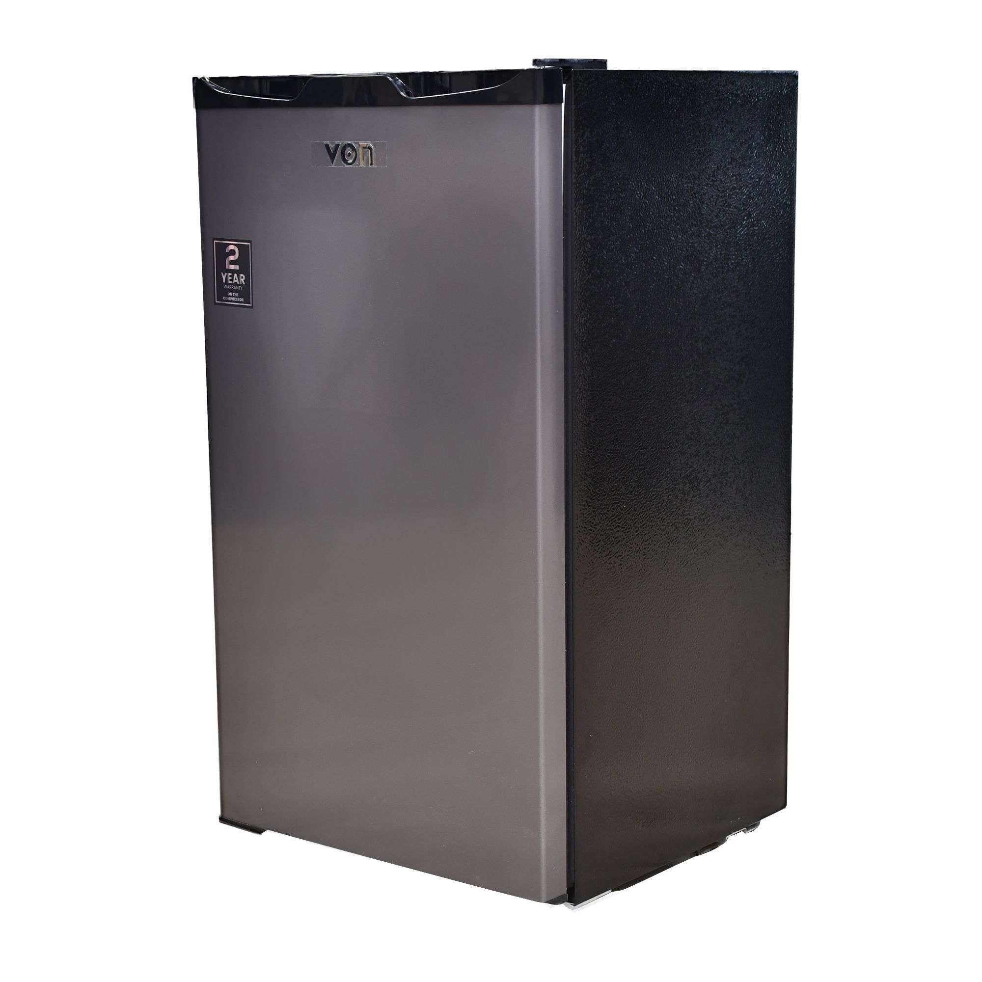 Von Mini Fridge Freezer (VARM-11DHS) - 90L Capacity, Tropicalised Compressor, Single Door with Lock & Key, Recessed Handle, Silver - For Home, Dormitory & Small Office Use