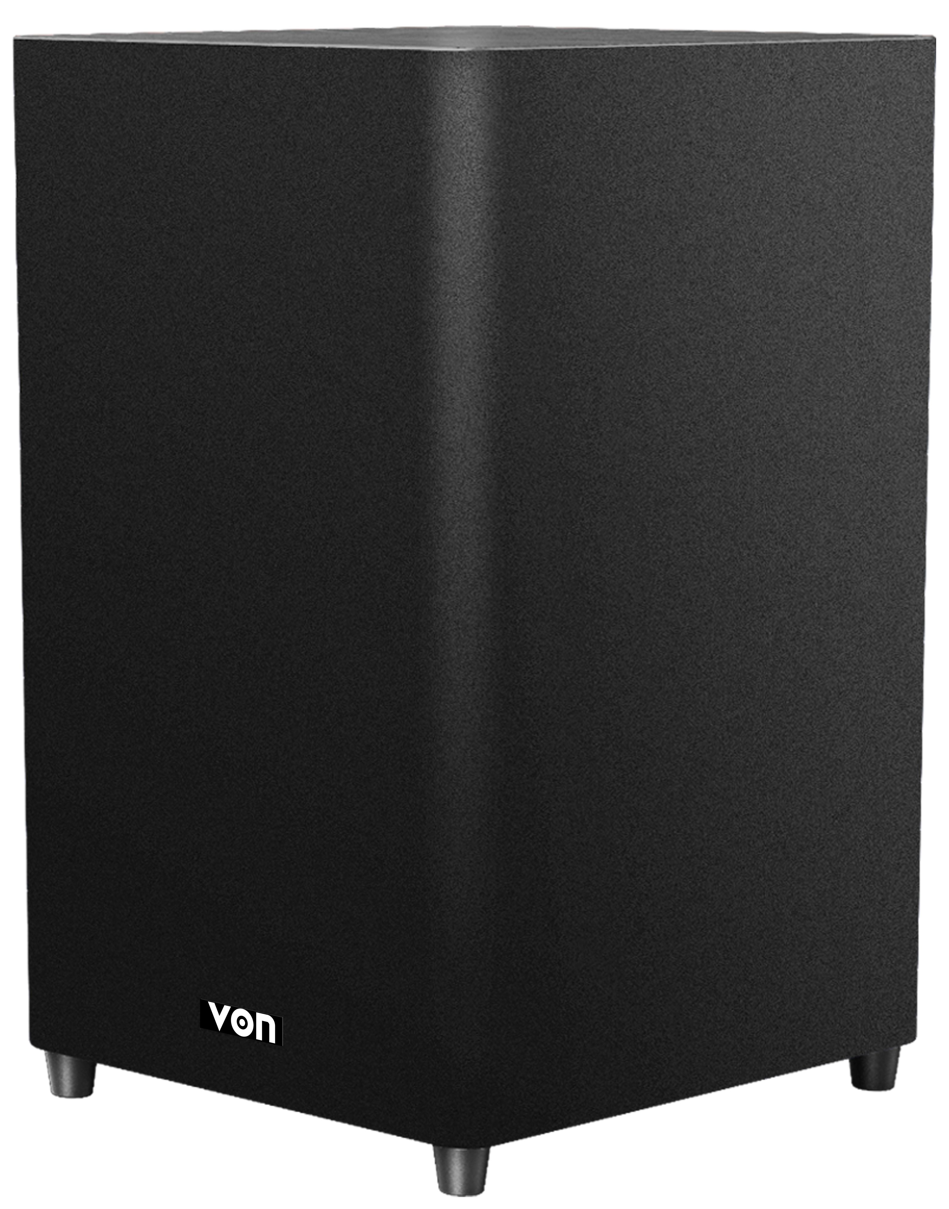 VON 2.1CH, VSB2002LFK Wireless Subwoofer, 200W RMS  Connectivity: Bluetooth, Optical, HDMI & Aux Enhanced Bass Extreme with 8” Woofer Subwoofer and bar wireless connectivity