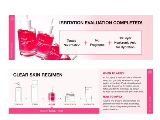 Anua Niacinamide 10% + TXA 4% Dark Spot Correcting Serum. Removes Dark Spots, Hyperpigmentations, Discolorations, Evens the skin tone, Face Acne Scars, Brightens & Moisturizes