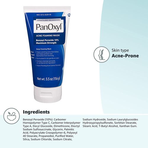 PanOxyl Acne Foaming Wash Benzoyl Peroxide 10% Maximum Strength