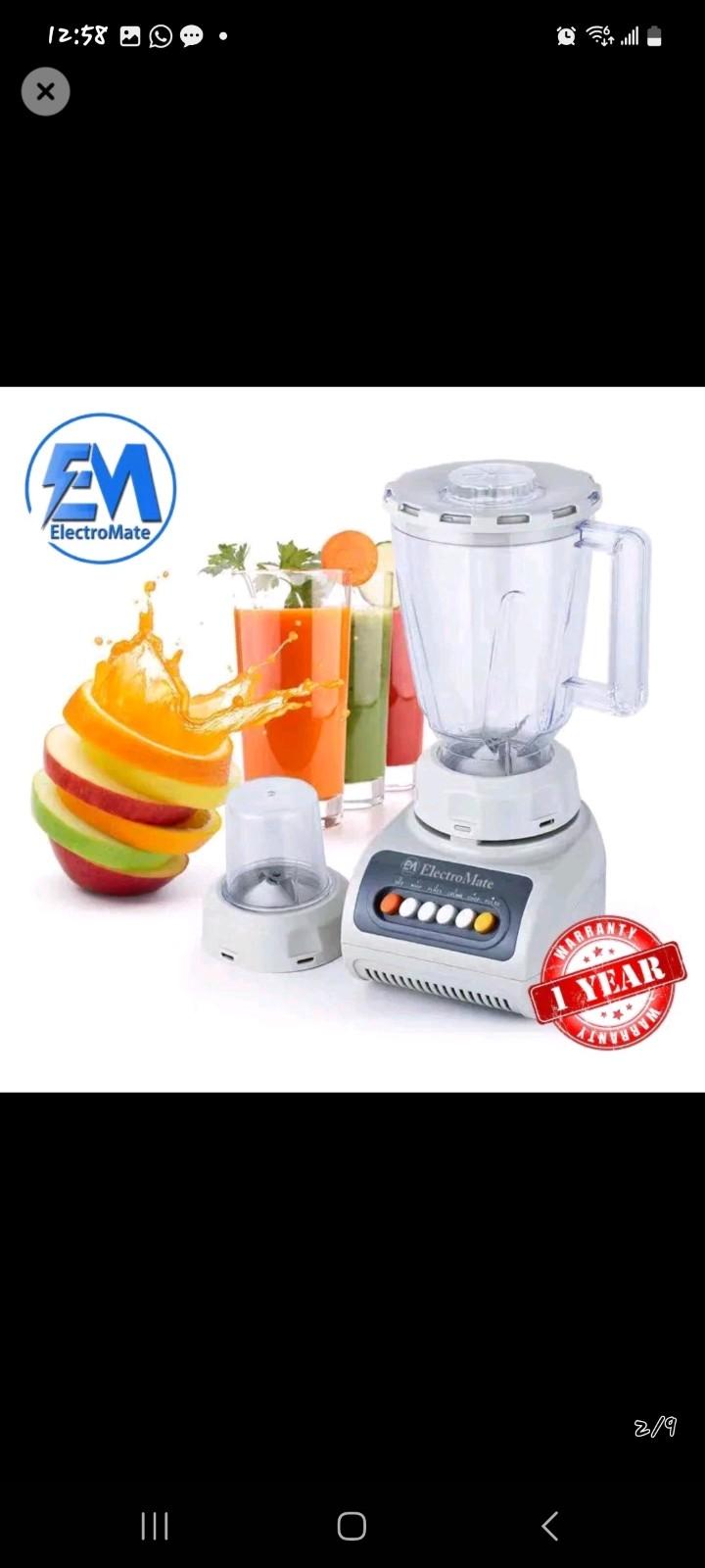 EM Blender 2-in-1 ElectroMate 1.5L Blender Classic Juicer & Grinder with Multifunctional Jug, Bottle, and Garlic Processor  ElectroMate BD02